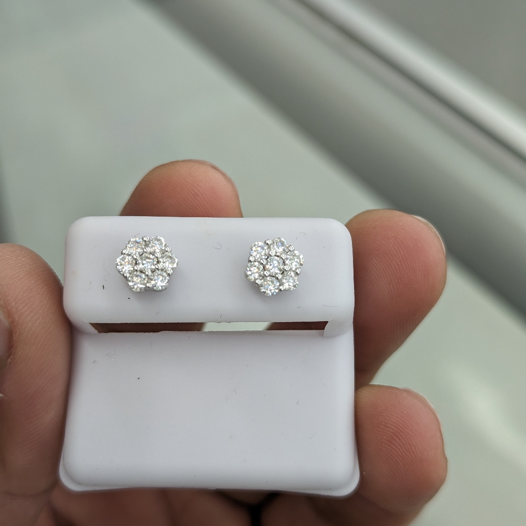 925 Sterling Silver Moissanite Diamond Stud Earring